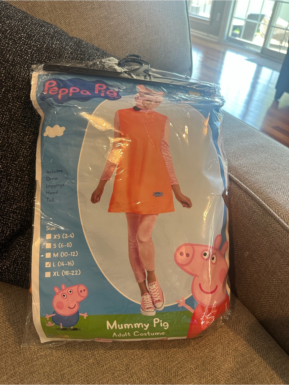 Peppa Mummy Pig Orange Dress with Pink Leggings Adult Costume